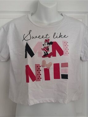 Disney Parks Minnie Mouse Girl White 10/12 L Sweet Like Minnie Crop Top